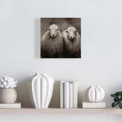 Mouton sépia rustique, toile - salon, décoration murale animal