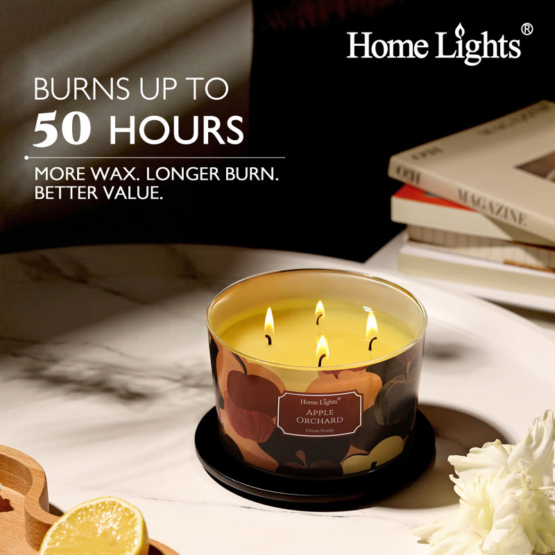 Agrume Amalfi | Bougies longue durée en cire de soja à 4 mèches - Homelights