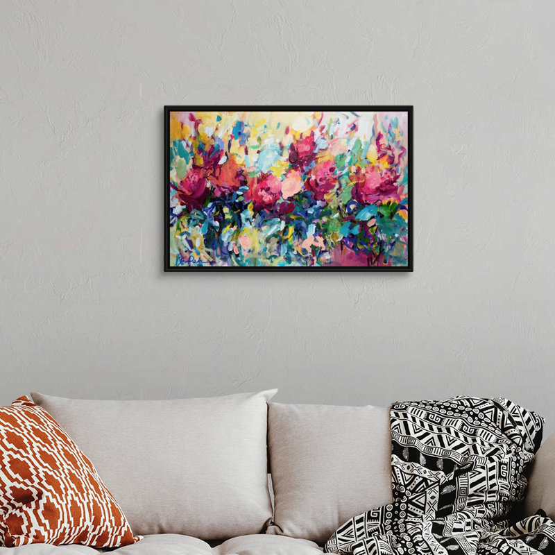 «The Garden at Naples» par Amira Rahim - reproduction d'art, H 22 po x l 32 po x P 1,75po, Toile avec cadre noir