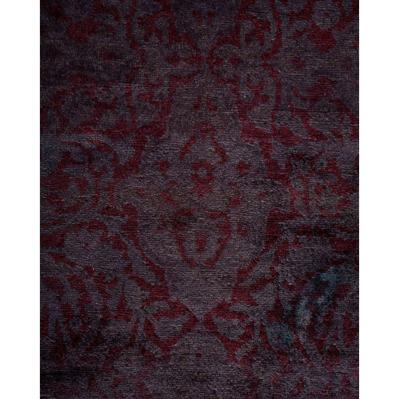Tapis noué à la main de conception unique - mauve Chimel