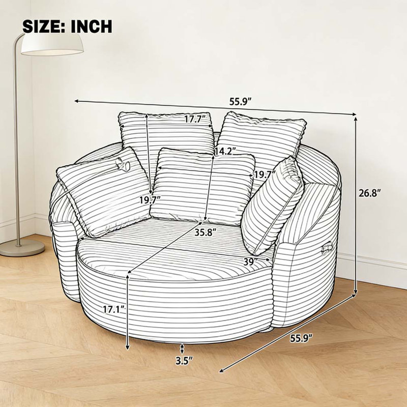 360° Swivel Chair Accent Barrel Chair, Green
