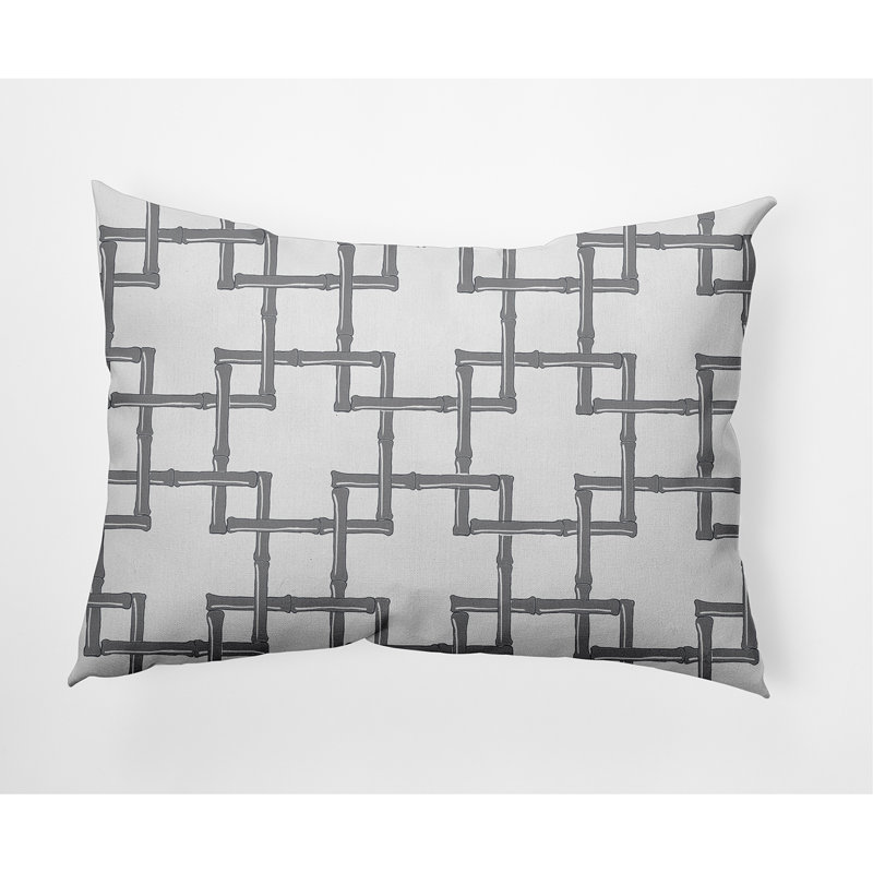 Botanical Blooms Geometric Reversible Throw Pillow, Gray