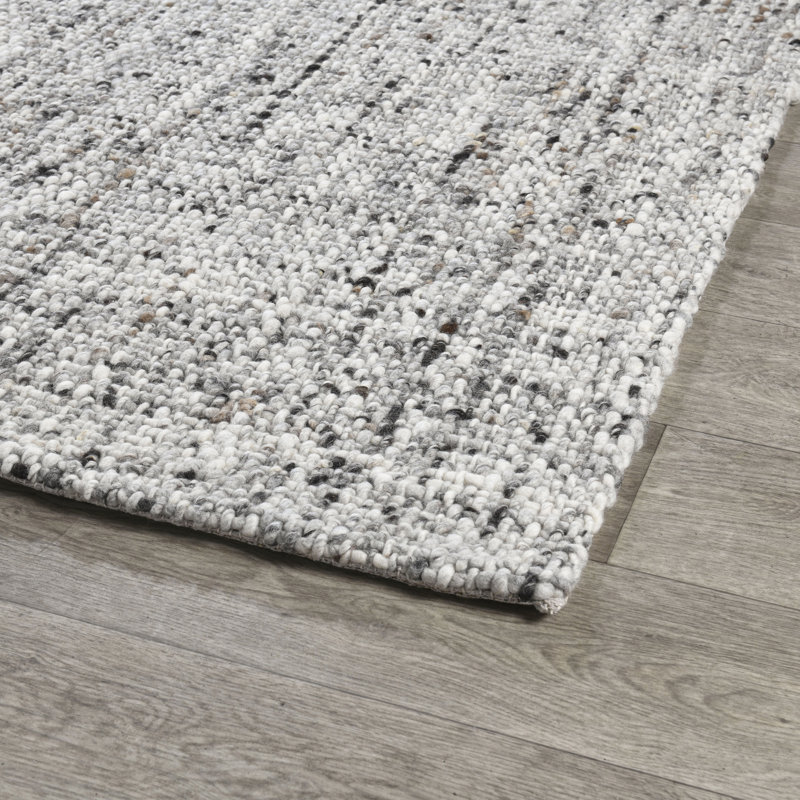 Wool Abstract Area Rug in Gray, Rectangle 2' x 3'