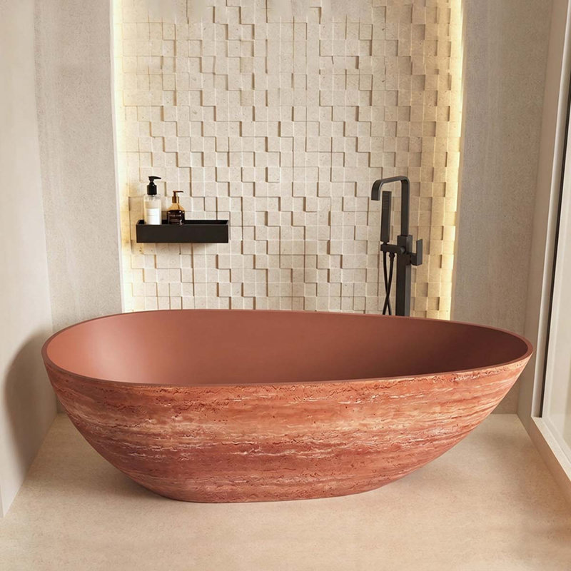 Baignoire ovale autoportante, baignoire de trempage écologique en mousse à haute viscosité avec dossier ergonomique inclinable à 120°