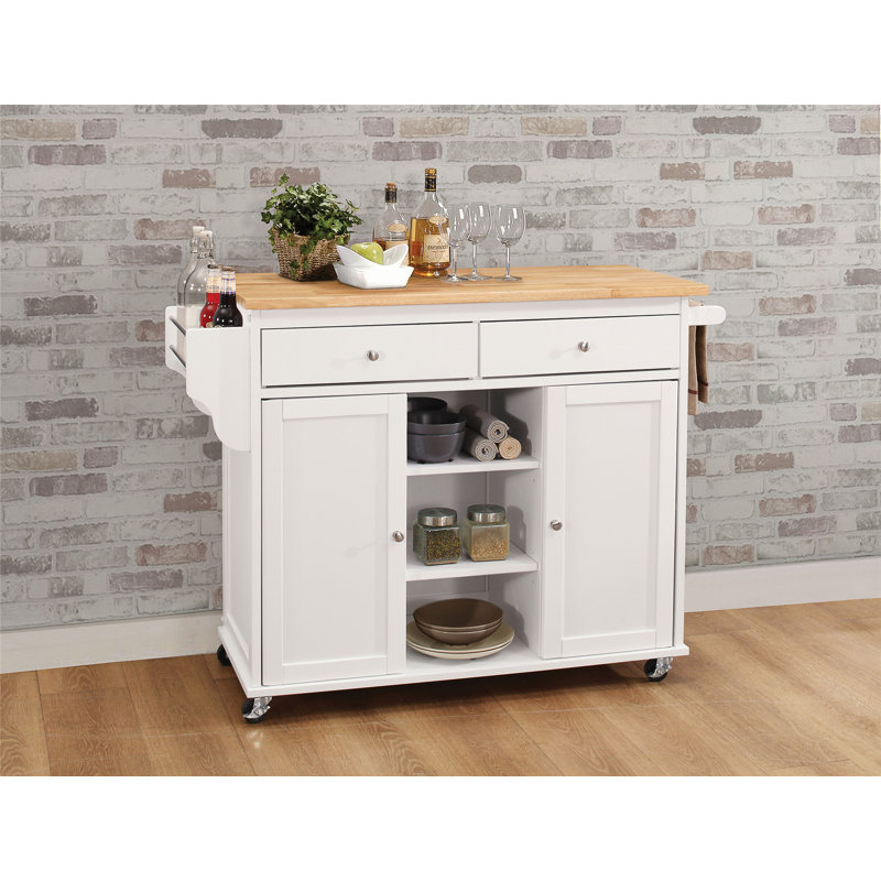 Chariot de cuisine en bois polyvalent avec beaucoup de rangement et de mobilité