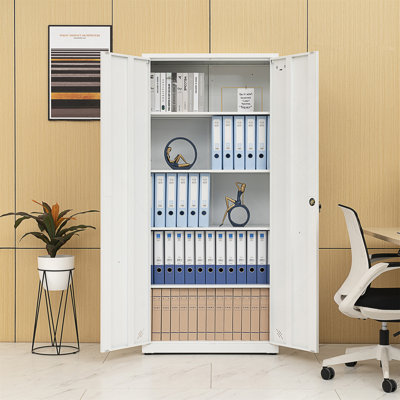 Armoire de rangement haute avec 2 portes et 4 cloisons pour séparer 5 espaces de rangement, conception maison / bureau