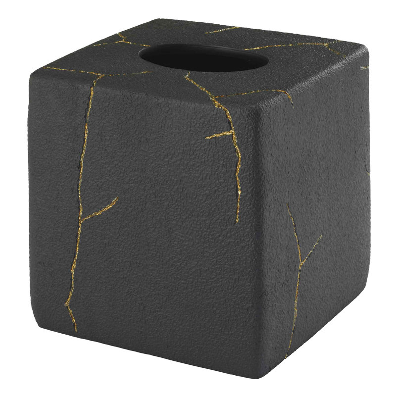 Sydney Black and Gold Resin Tissue Box Cover