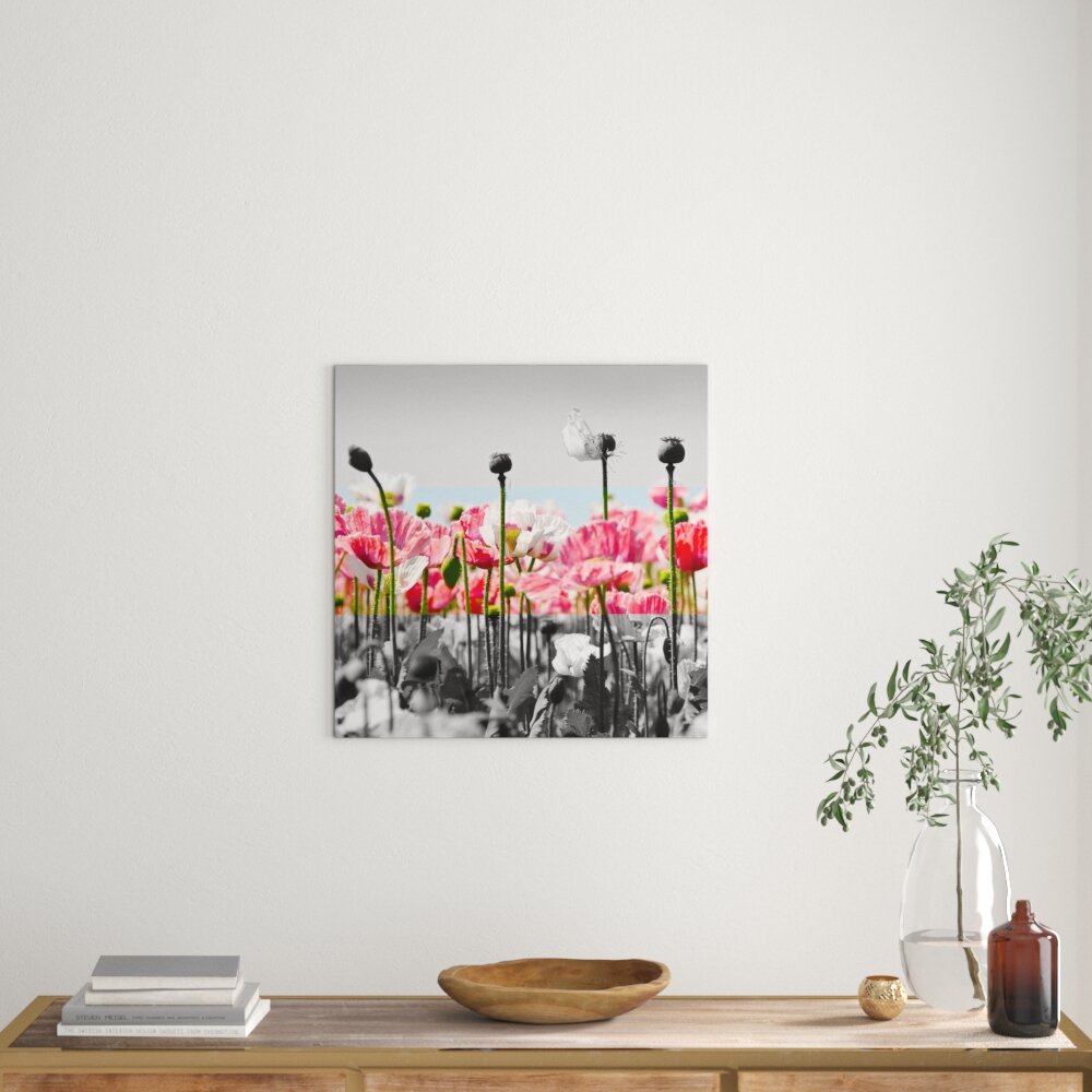 Leinwandbild Blumenwiese Mohnblumen