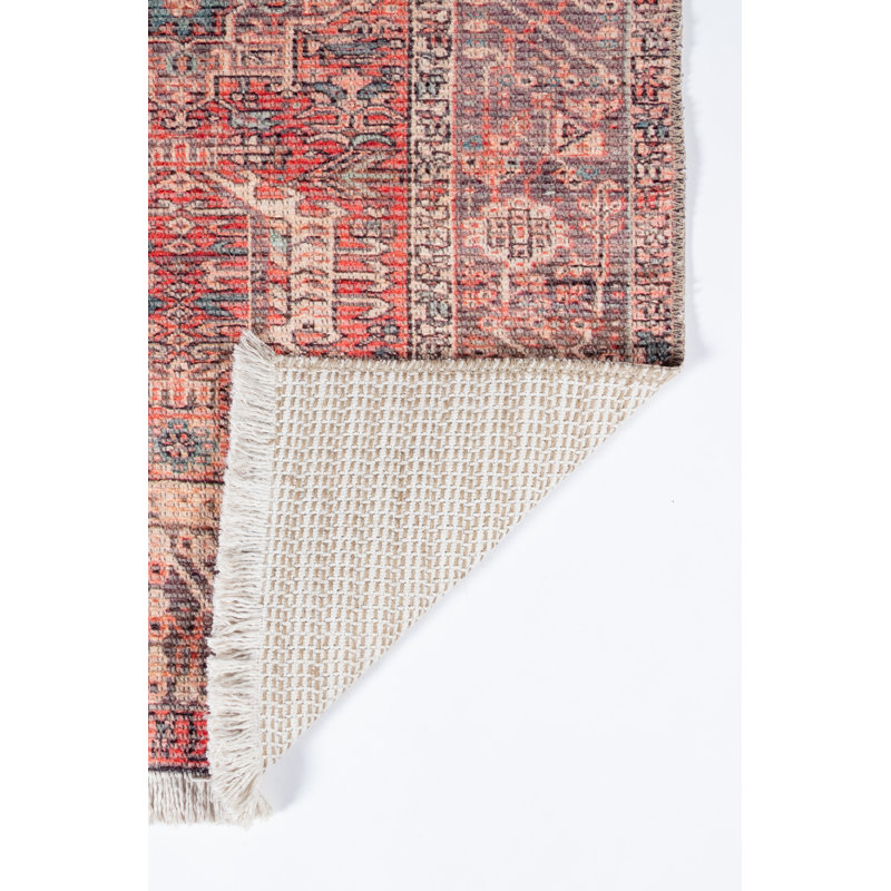 Conroy Red and Blue Stain-Resistant Synthetic Rug