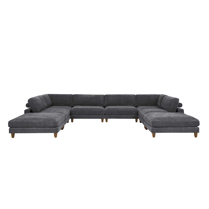 Canapé modulaire à large assise en velours côtelé, Dark Grey