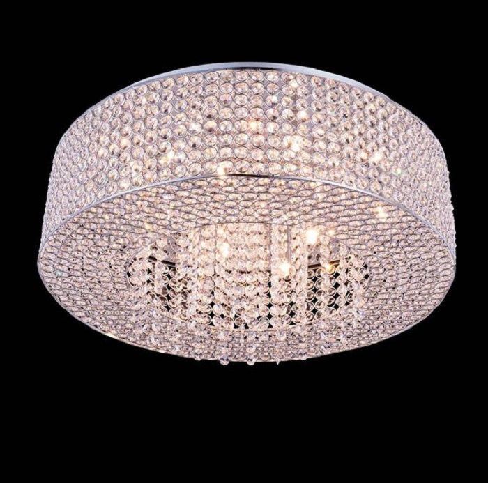 Lasater Chandelier Style Drum Flush Mount, 6.5" H x 24" W x 24" D, G9/Bi-pin, 10 Lights