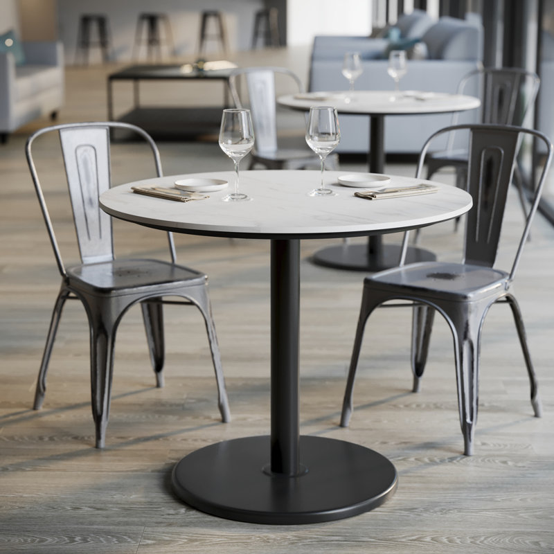 Plateau de table rond rond sans soudure avec base à hauteur de table, 29.5"H x 36"L x 36"W, Blanc