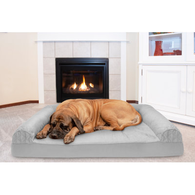 Quilted Orthopedic Bolster Sofa Pet Bed