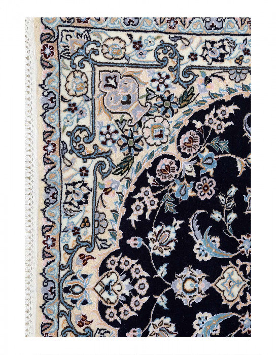 Tapis bleu marine en laine et soie 2 pi 8 po x 3 pi 11 po Tomico