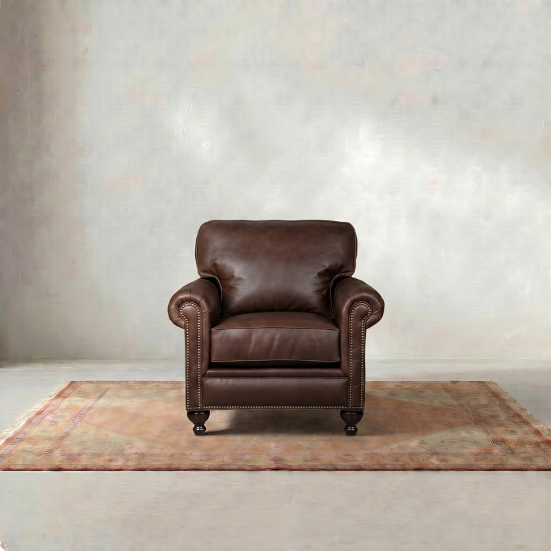 Harrison Upholstered Armchair, Bistro Rustic Genuine Leather
