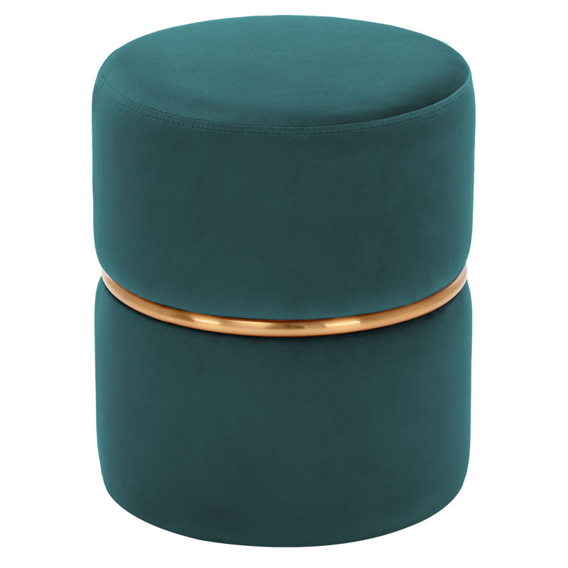 Artin 36cm W Velvet Round Footstool, Green