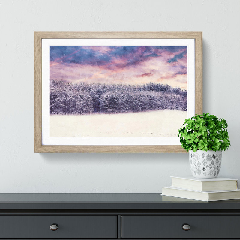 Purple Sky at Winter - Framed Print, 33cm H x 45cm W x 2cm D, Oak Framed