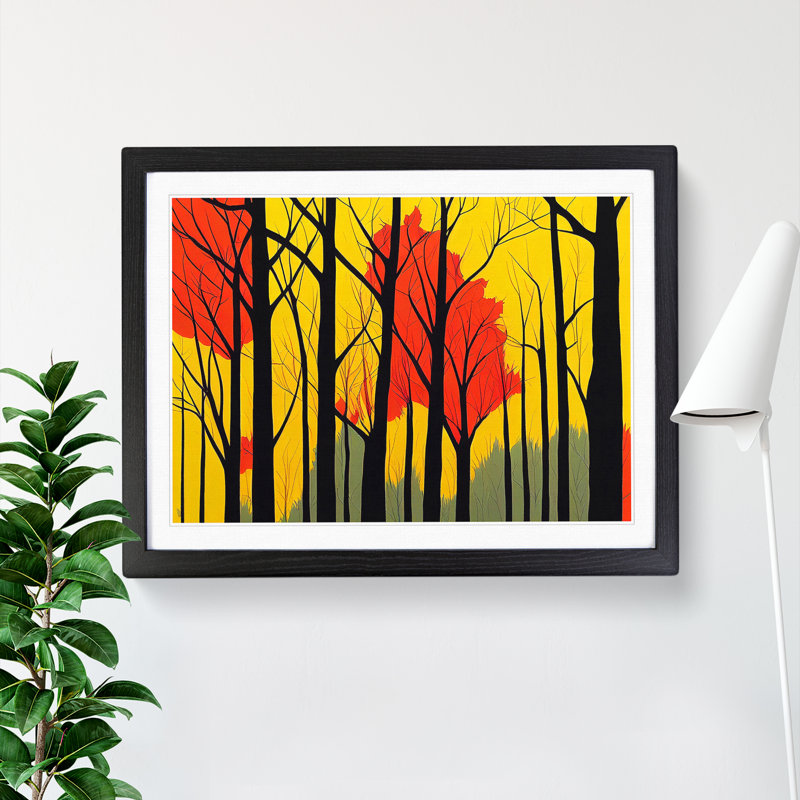 Abstract Autumn Forest Vol.3 - Single Picture Frame Print, Black, 25cm H x 34cm W x 2cm D