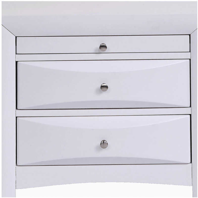 White Nightstand with 2 Drawers, White