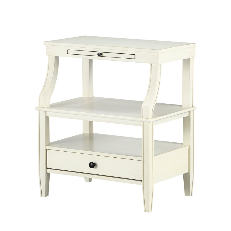 Table de chevet blanche antique avec des solutions de rangement pratiques pour la chambre à coucher