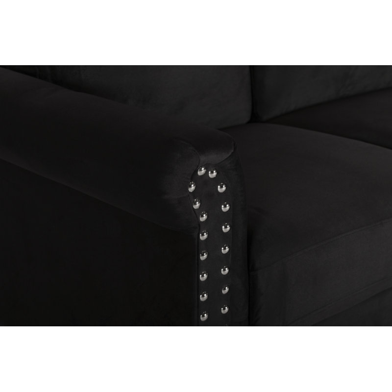 Shila Velvet Chesterfield Chair, Black Velvet