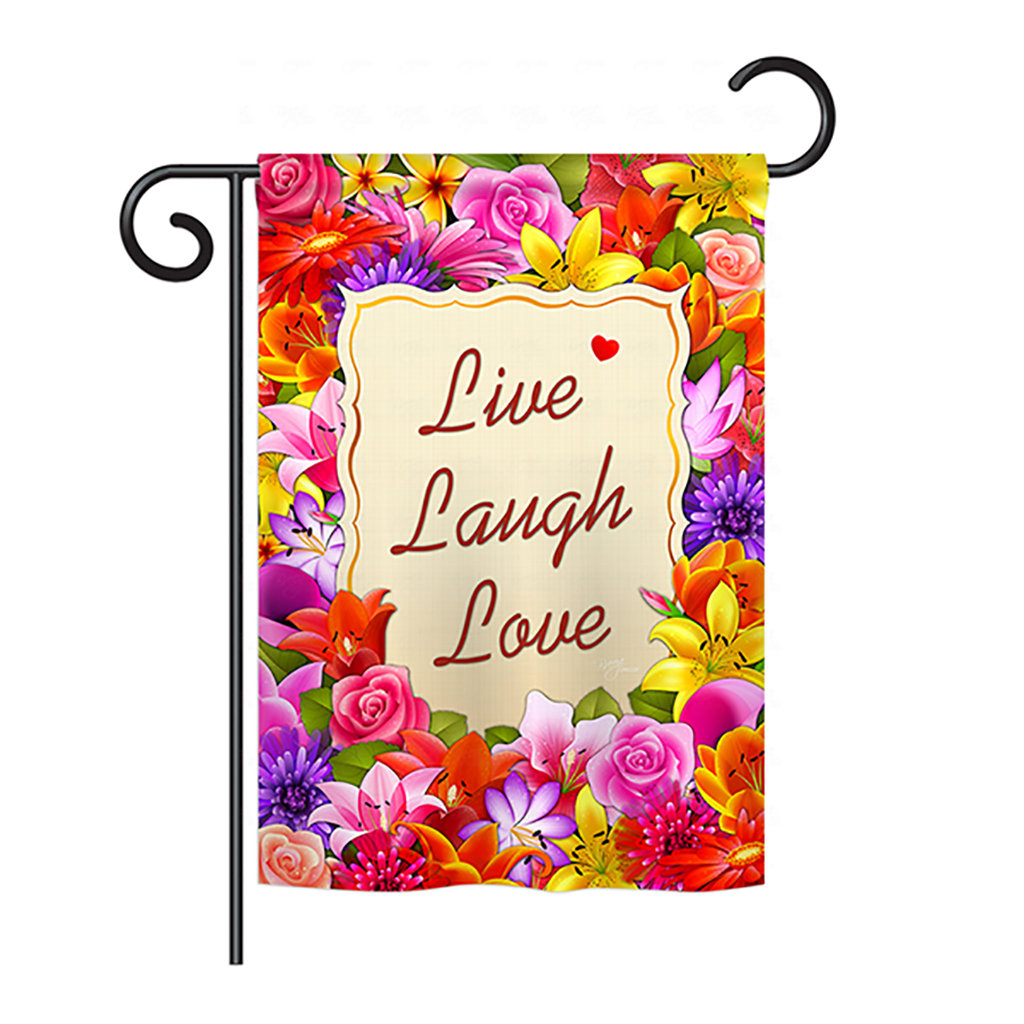 Beele Welcome Live, Laugh, Love Inspirational Sweet Home Impressions Decorative Vertical 13" x 18.5" Double Sided Garden Flag Set August Grove®