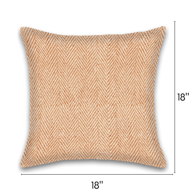 Herringbone Cotton Throw Pillow, Orange