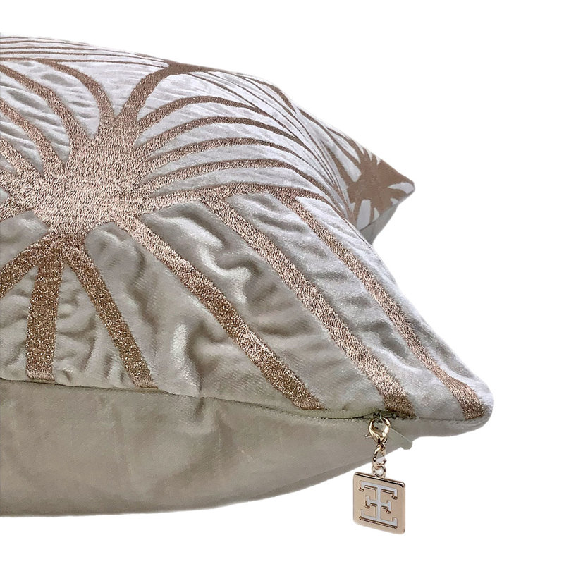 Lisbon Velvet Square Pillow Cover & Insert, Ivory/Rose