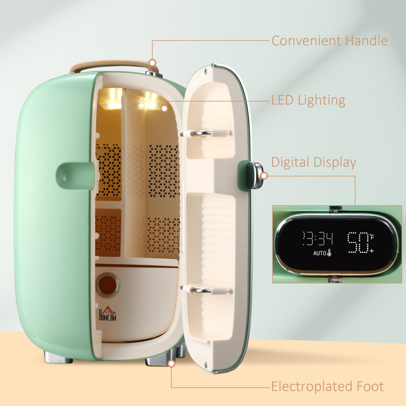 Compact Green Thermoelectric Skincare Mini Fridge with Timer