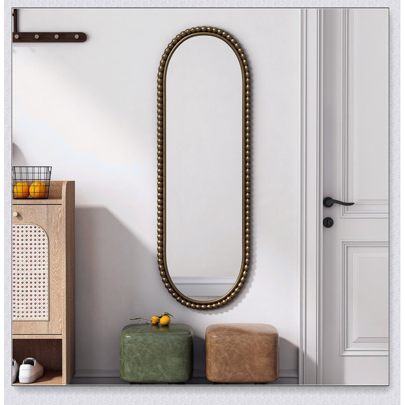 Iron Art Oval Retro Mirror, Antique Effect,Wall Hanging,Suitable For Living Room,Bedroom, Entrance (Gold), Gold