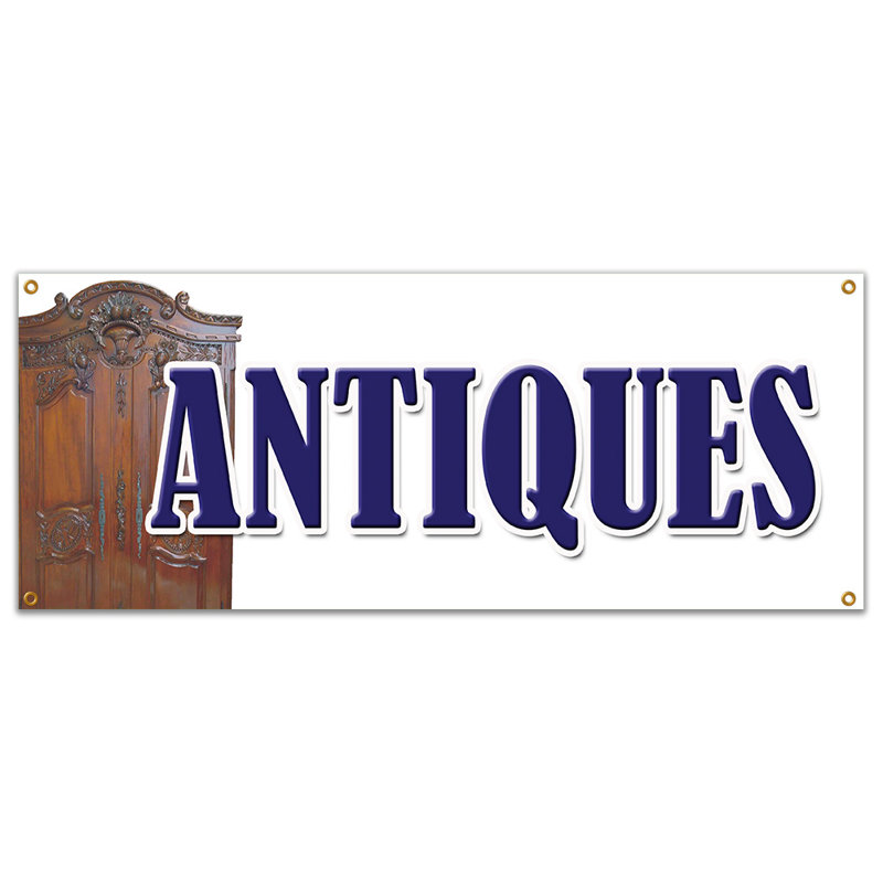 Enseigne antique, H 18 po x l 48 po x P 0,1 po