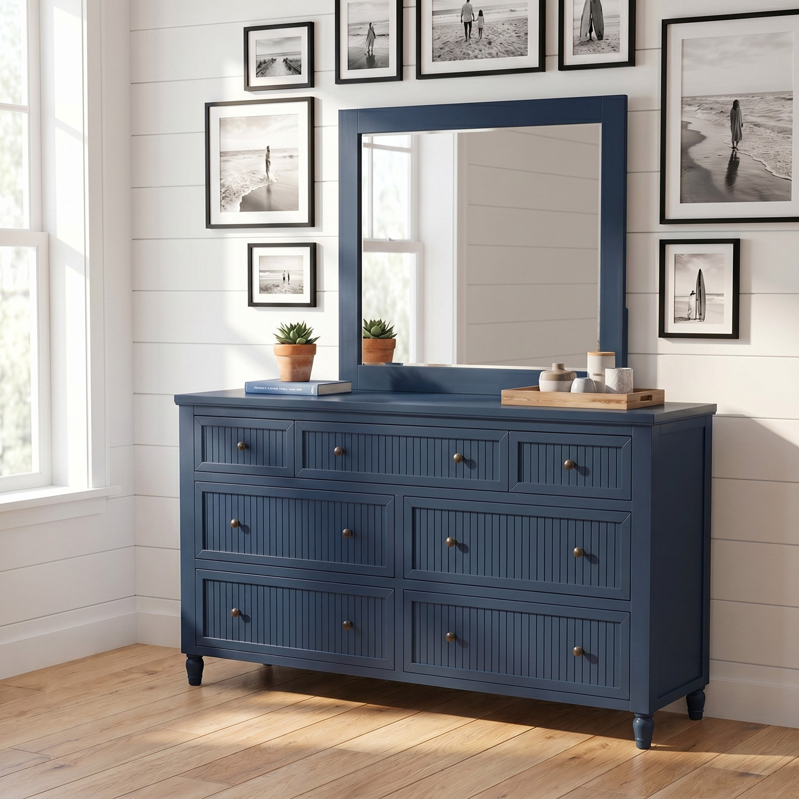 Pearce 67" Acacia Double Dresser Set, Navy