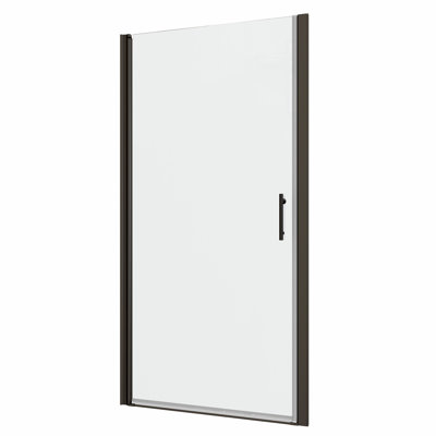 1 porte de douche réglable de 1 3/8 po - Noir mat en verre trempé 1/4 po à poignée en acier inoxydable # 304 Système de pivotement lisse Excellente fuite 36 000 tests d'ouverture et de fermeture 30 31 Porte universelle. Mat