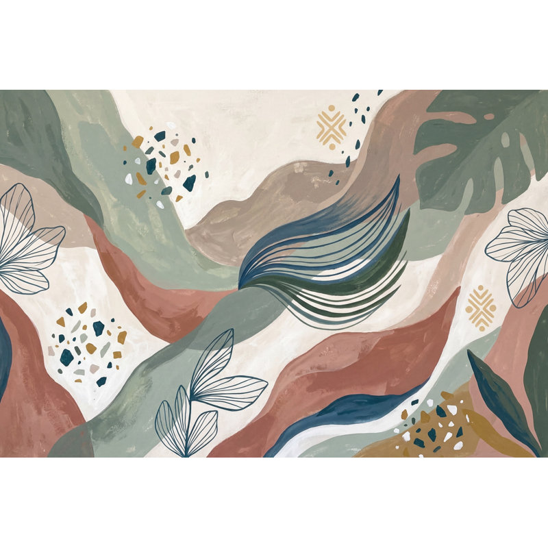 Papier peint abstrait avec vagues murales abstraites, Non-Woven Nonpasted, 120"x96"