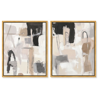 «Freeform Mouvement Duo», ensemble de reproductions d'art encadrées par Art Remedy, cadre doré, 20 x 24
