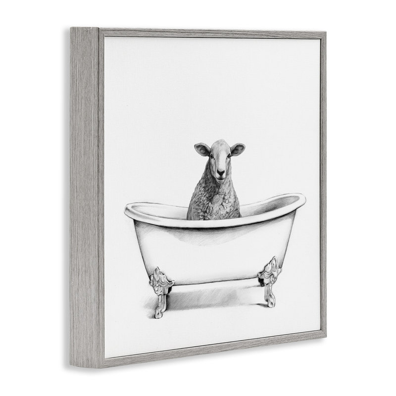 Mouton laineux dans la baignoire, H 24 po x l 24 po, Estampe numérique Farmhouse