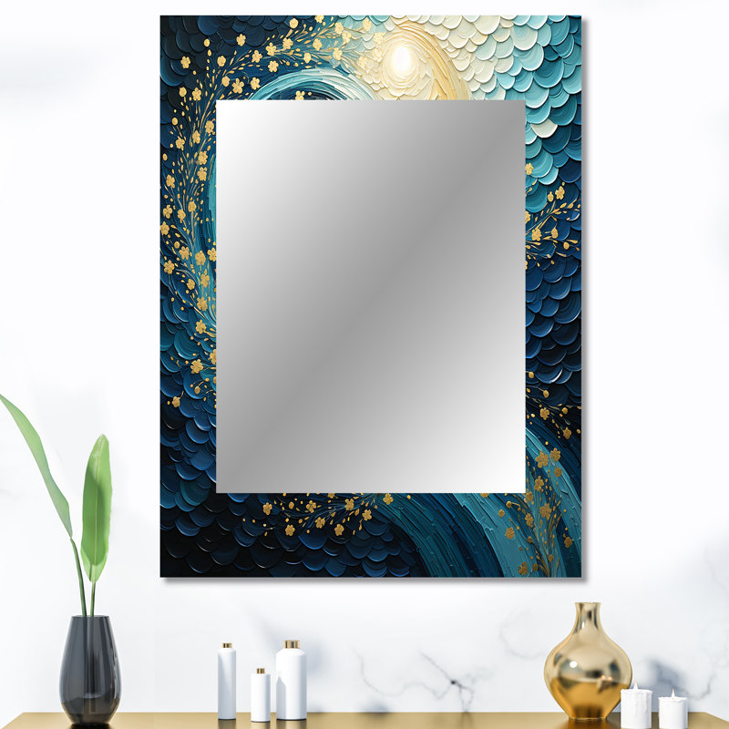 Glacier Glacial Sprial Pointillism III - Glacier Wall Mirror, Country Decorative Mirror, Printed Metal Art, 40" x 30"