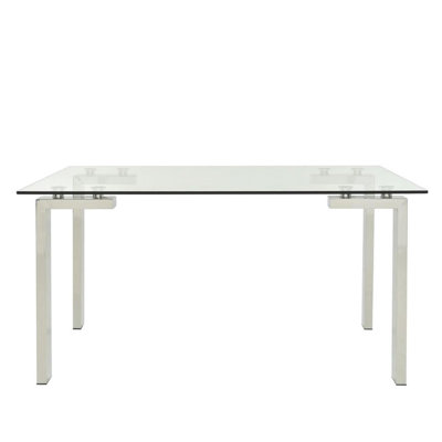 Glass Top Metal Base Dining Table