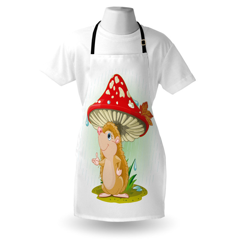 East Urban Home Hedgehog Apron Unisex, Vivid Colored Cartoon, Adult Size, Multicolor