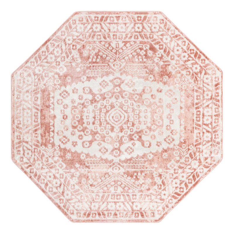 Tapis oriental rose / ivoire Braggs, Octogone 7 pi x 7 pi