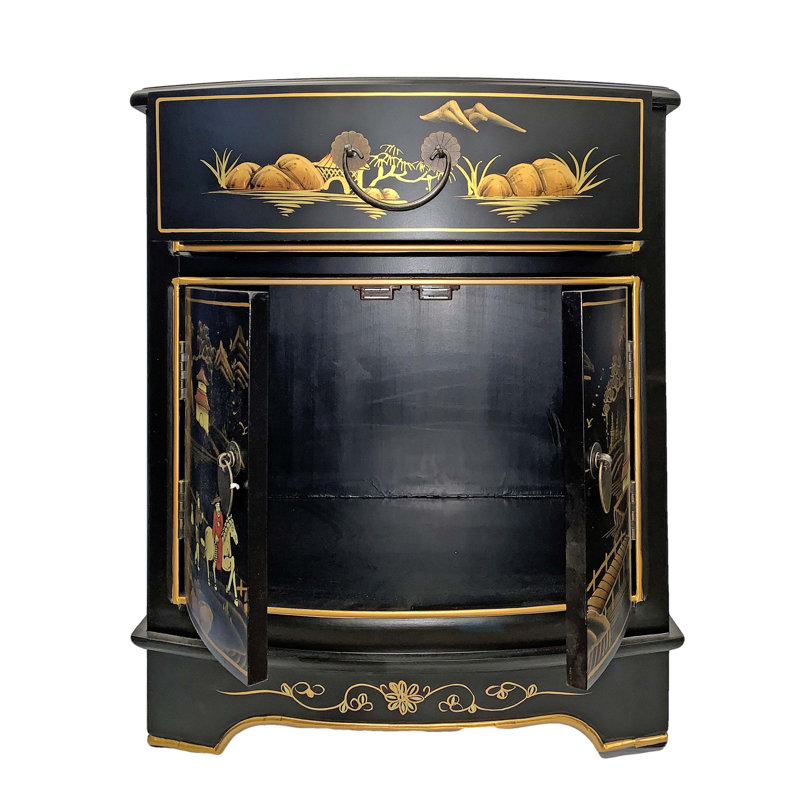 Table de bout oriental avec aménagement paysager antique en noir