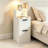 2-Drawers Narrow End Table with LED Light，Small Side Table with Drawers & Open Shelf