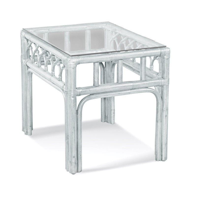 Edgewater Glass End Table, Frost White