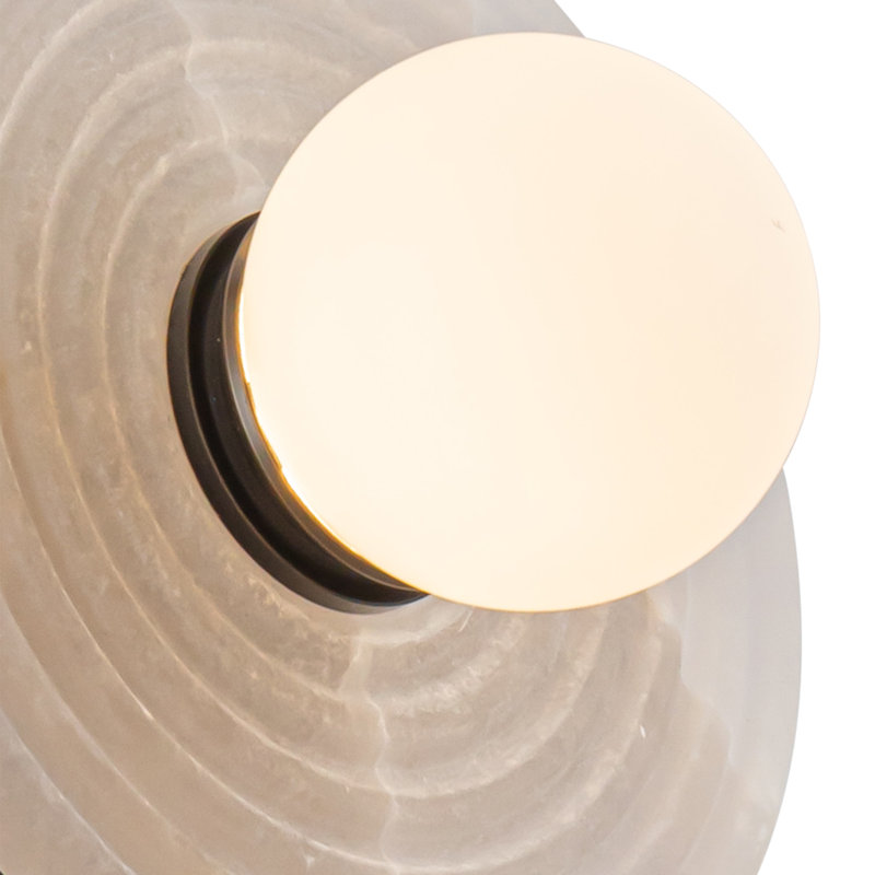 Vintage Brass and Alabaster Dimmable Vanity Light