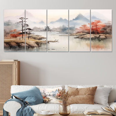 «Tranquil Chinese Landscape Serenity II - China», ensemble de 5 pièces d'art mural