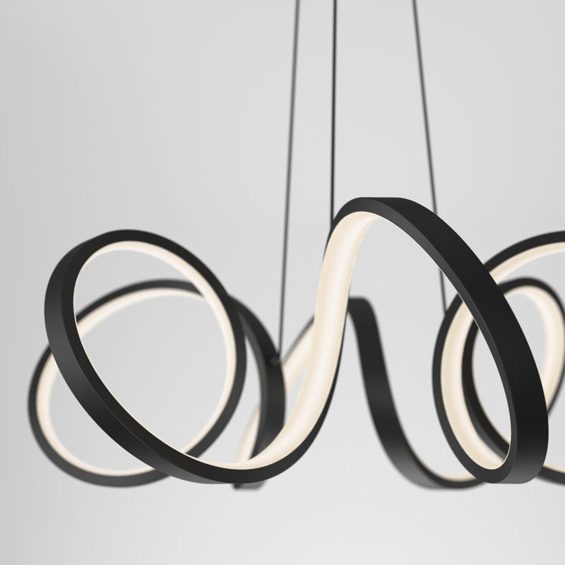 Luminaire suspendu en forme de ruban tourbillon chromé, Noir
