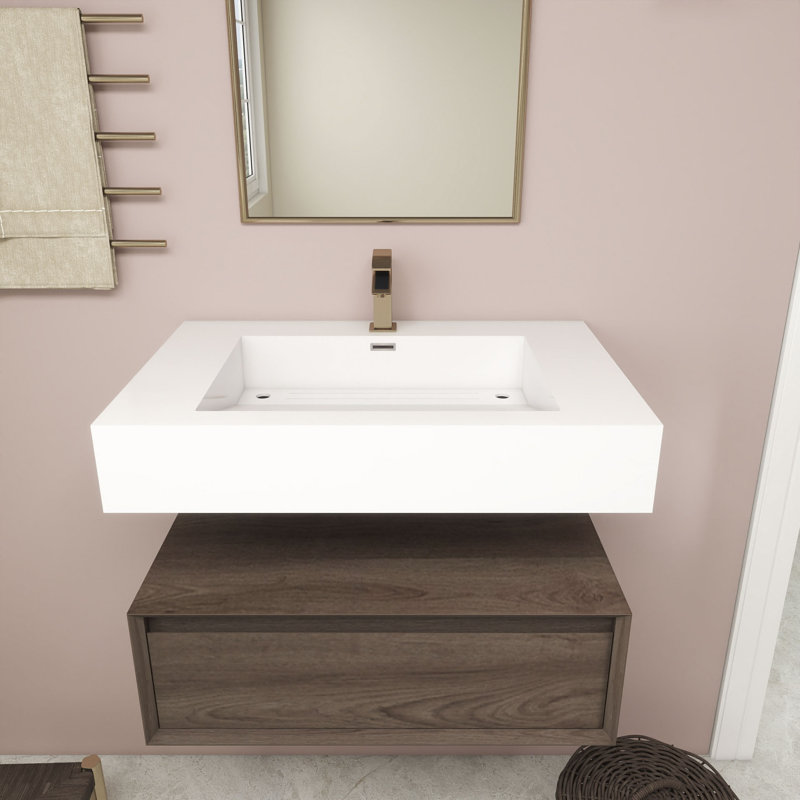Alysa 30" Wall-Mounted Single Bathroom Vanity Set, Oak