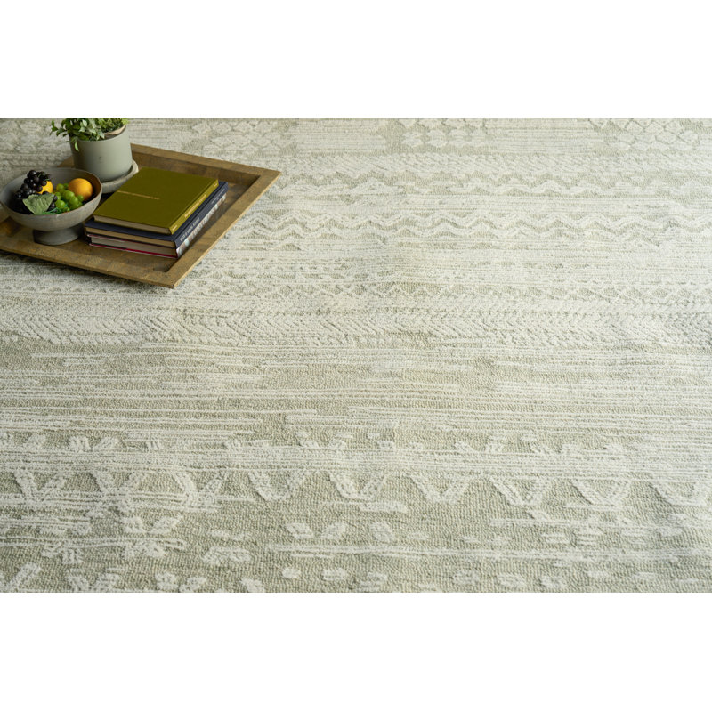 Martha Hand Tufted New Zealand Wool Sage Green/Ivory Area Rug, 12'X15'