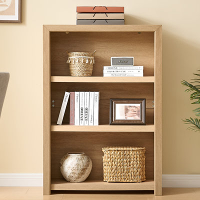 Ann 47.6"H X 31.1"W Wood 3-Tier Bookcase, Natural Oak