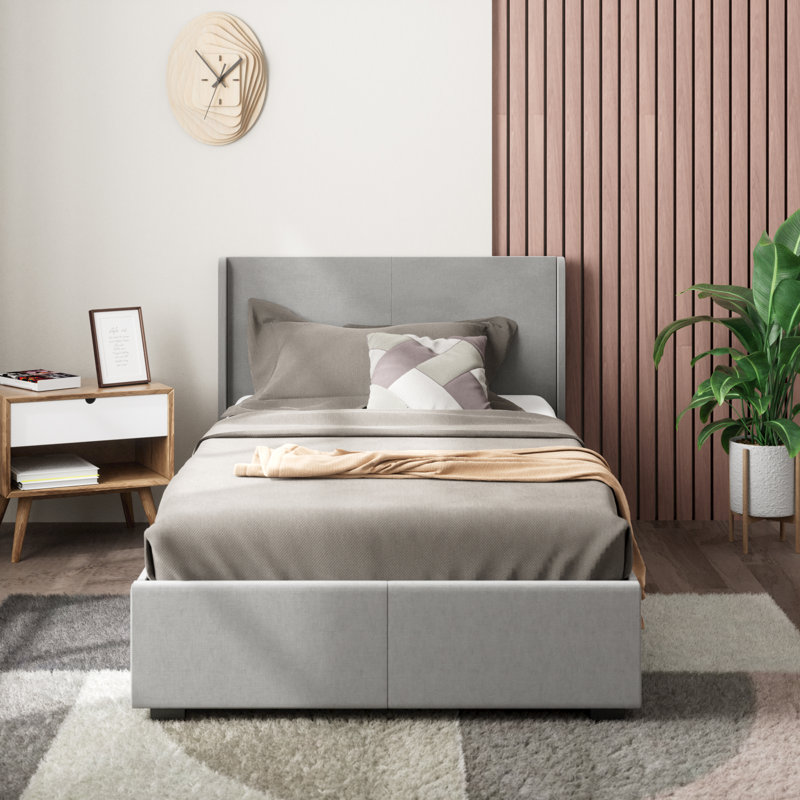 Estella Upholstered Ottoman Bed Frame, Single (3'), Light Grey